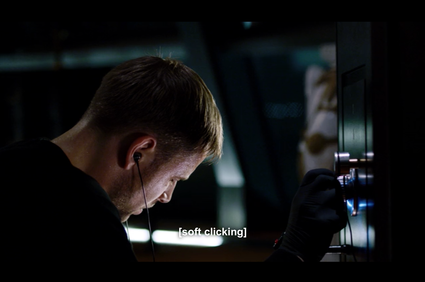 Screengrab of the Sense8 show, with Wolfgang tryint to break into a safe.